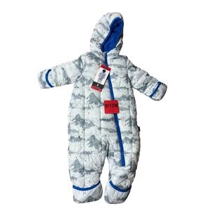 Spyder Kids Snowsuit Ski Suit Puffer 9 12 Months White Mountain Print Blue Trim